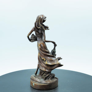 Pure Copper Classical Nude Female Figurine, Medieval Style Sculpture
