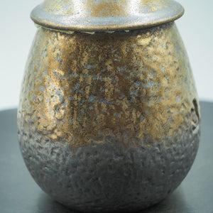 Chinese Ceramic Airtight Storage Jar – Golden-Rim Stoneware Coffee Canister, Moisture-Proof Design