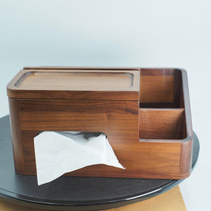 Black Walnut Desk Organizer: Remote Holder, Modern Wood Storage