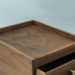 Handcrafted Black Walnut Two-Drawer Box: Minimalist Brass Knob Organizer