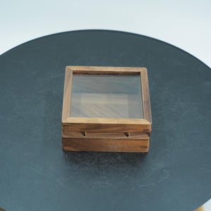 Walnut Glass-Top Keepsake Box, Brass Knob, Jewelry Organizer