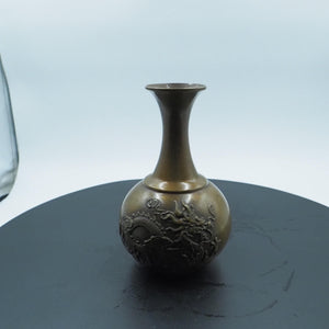 Brass Dragon and Phoenix Vase: Hand-Inlaid Copper Decorative Art