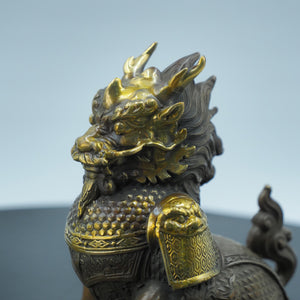 Reine Kupfer-Kylin-Figuren: Schatzschale & Ruyi-Design (Paar)