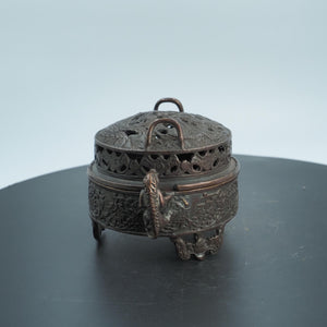 Antique Copper Dragon & Phoenix Incense Burner Box