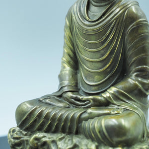 Vintage Style Pure Brass Amitabha Buddha Statue, Antique Finish Shakyamuni