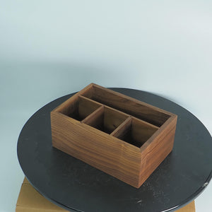 Handcrafted Walnut Multi-Compartment Organizer: Wooden Storage Box