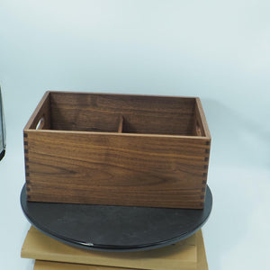 Black Walnut Storage Basket, Household Divider Organizer Box, Handled Cosmetic & Misc Storage